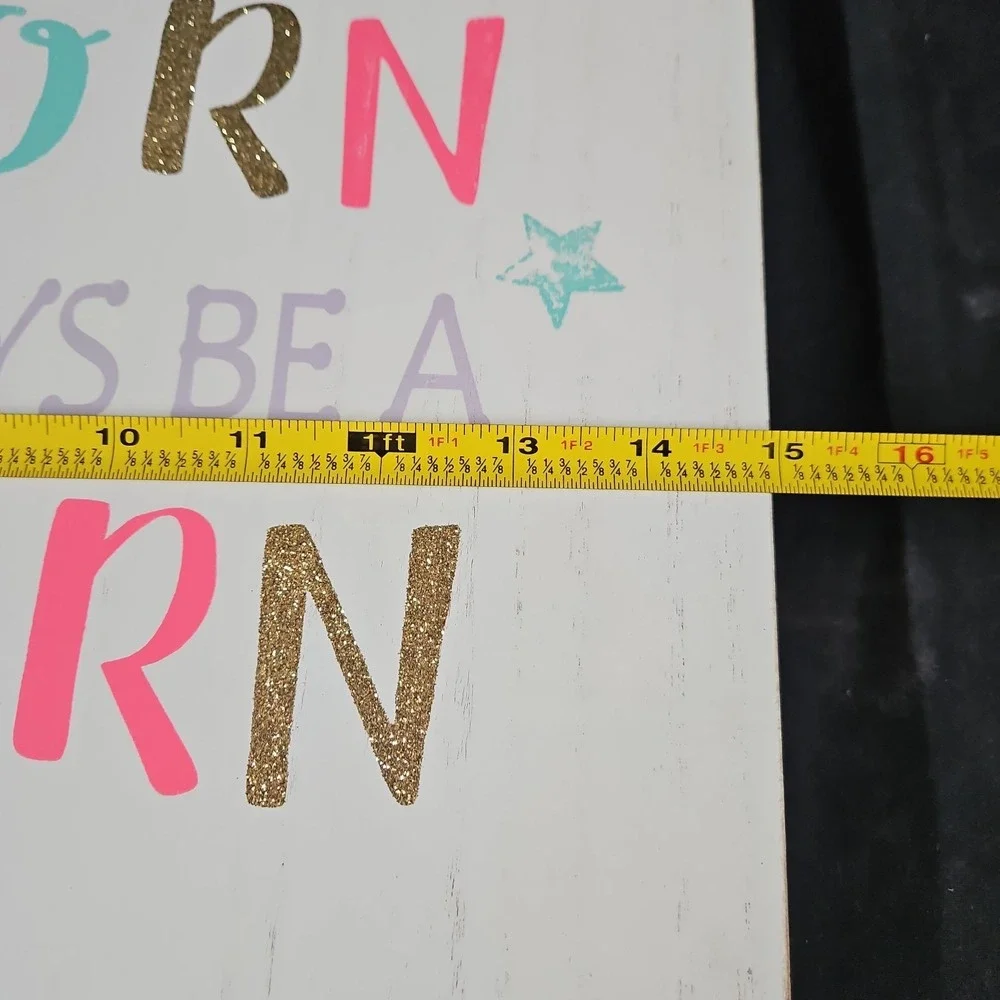 Hobby Lobby Unicorn Sign Wall Decoration Colorful 19x15 Girls Room